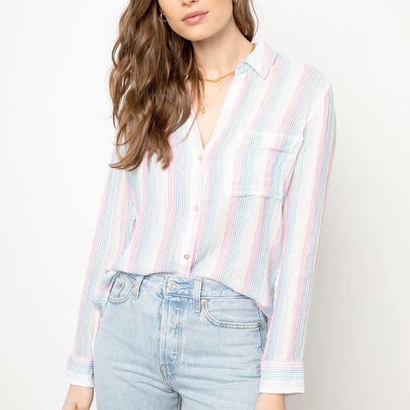 Rails Ellis Button-Down Shirt in Iris Stripe Size Small - Picture 6 of 12